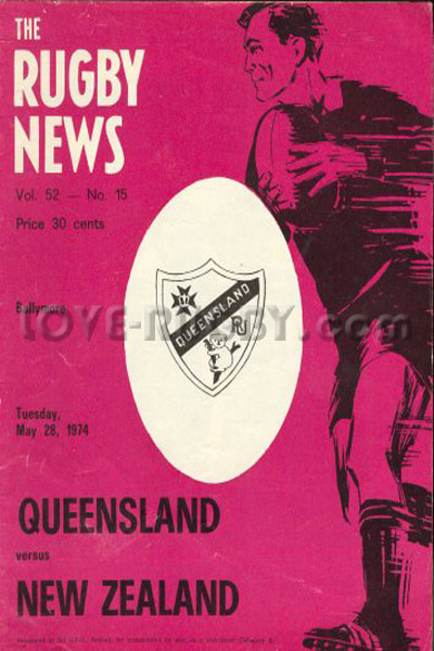 1974 Queensland v New Zealand  Rugby Programme